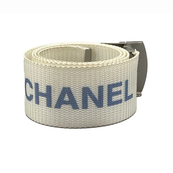 CHANEL - Vintage 99S 1999 Logo Adjustable Nylon Web - White - XS/S - Belt - Picture 5 of 11